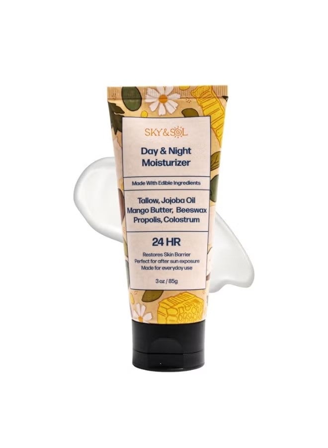 Sky and Sol Everything Cream | 100% Grass Fed Beef Tallow Moisturizer for Face and Body | Day & Night Skincare | Safe Natural Edible-Grade Ingredients | After-Sun Care | All Skin Types | 3 oz - Image 1